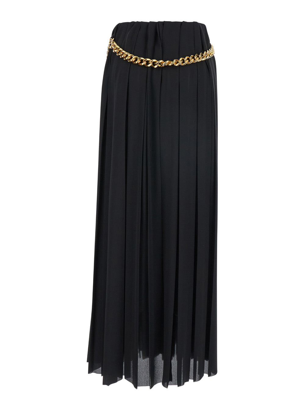 Balenciaga Women Black Long Pleaded Skirt With Belt In Tech Fabric Woman