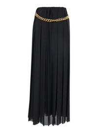 Balenciaga Women Black Long Pleaded Skirt With Belt In Tech Fabric Woman