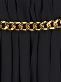 Balenciaga Women Black Long Pleaded Skirt With Belt In Tech Fabric Woman