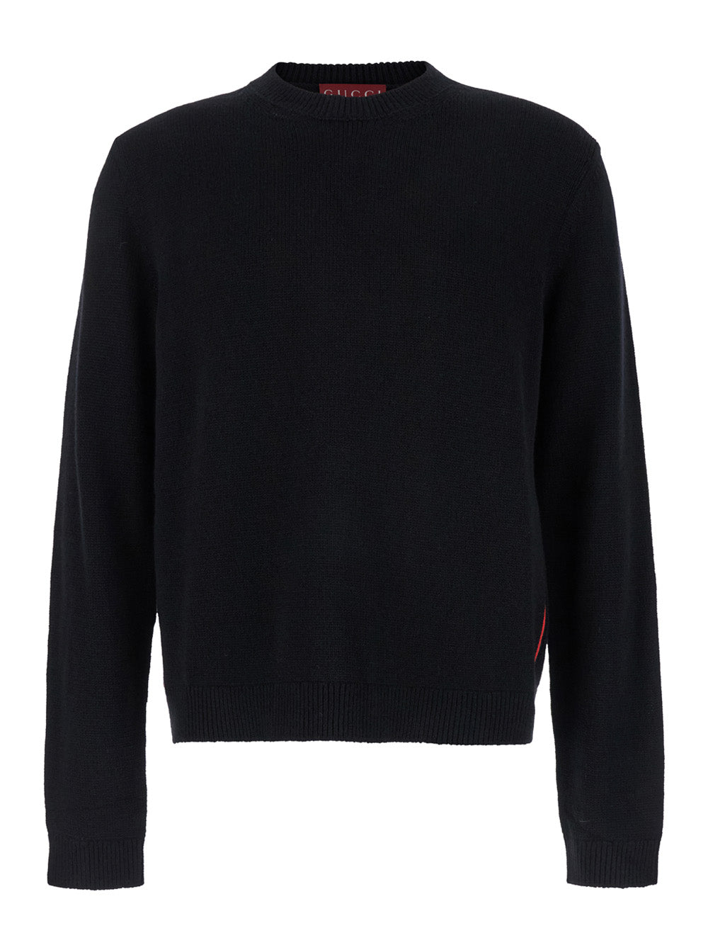Gucci Men Black Crewneck Sweater With Web Detail In Cashmere Man