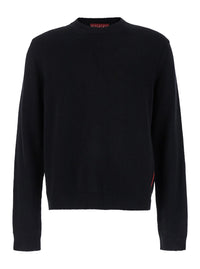 Gucci Men Black Crewneck Sweater With Web Detail In Cashmere Man