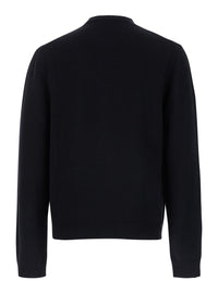 Gucci Men Black Crewneck Sweater With Web Detail In Cashmere Man