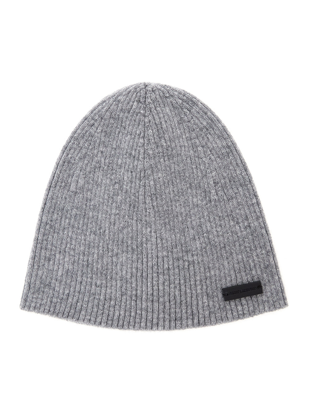 Saint Laurent Men Grye Beanie With Logo Patch In Cashmere Man
