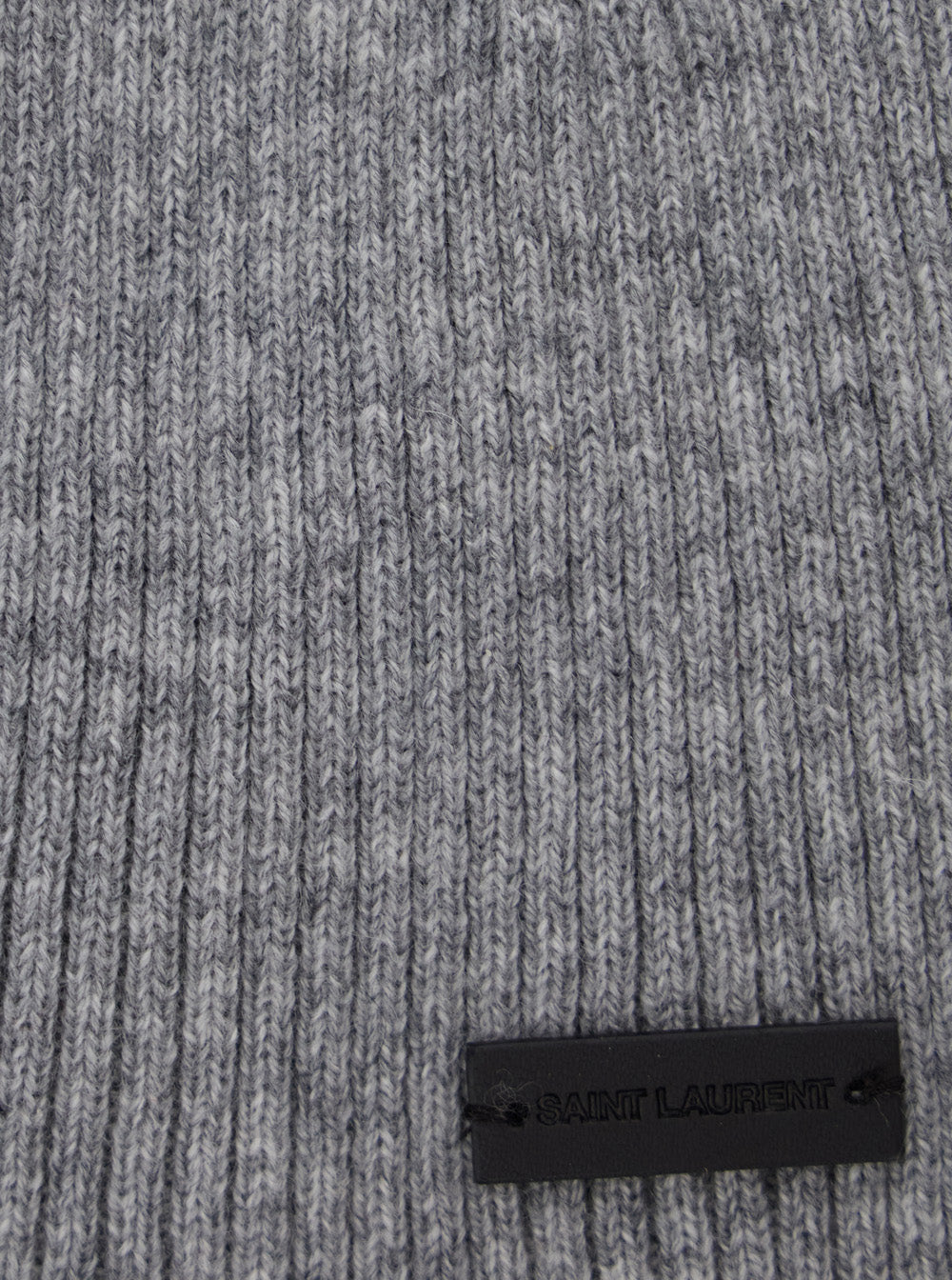 Saint Laurent Men Grye Beanie With Logo Patch In Cashmere Man