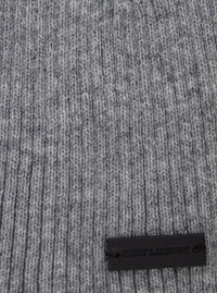 Saint Laurent Men Grye Beanie With Logo Patch In Cashmere Man