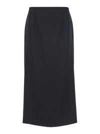 Valentino Women 'Grisaille' Black Midi Skirt With Side Splits In Wool Woman