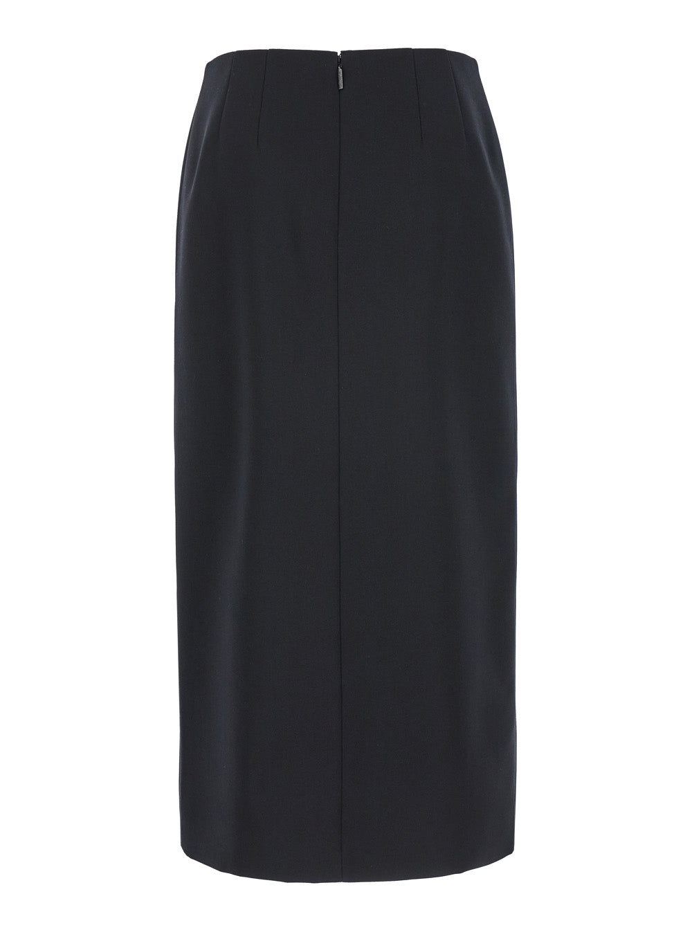 Valentino Women 'Grisaille' Black Midi Skirt With Side Splits In Wool Woman