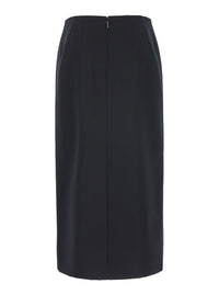 Valentino Women 'Grisaille' Black Midi Skirt With Side Splits In Wool Woman