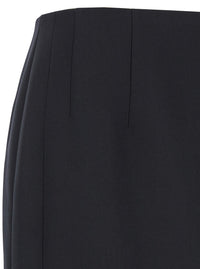 Valentino Women 'Grisaille' Black Midi Skirt With Side Splits In Wool Woman