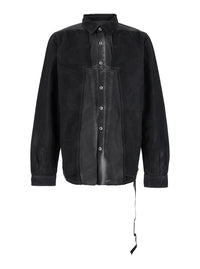 Drkshdw Men 'Splintered' Grey Shirt With Classic Collar And Faded Effect In Cotton Man