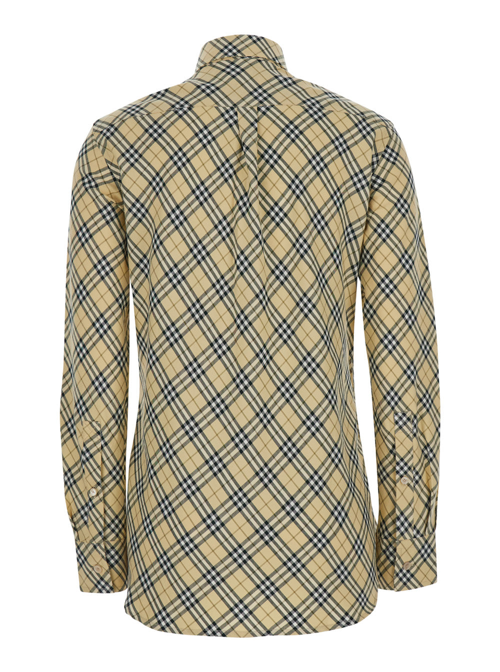 Burberry Women Beige Oversize Shirt With All-Over Check Motiv In Cotton Woman