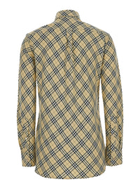 Burberry Women Beige Oversize Shirt With All-Over Check Motiv In Cotton Woman