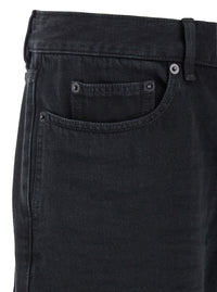 Saint Laurent Men Black Slim Jeans With Logo Patch In Denim Man