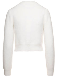 Maison Margiela Women White Cropped Cardigan In Angora Woman