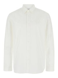 Burberry Men White Shirt With Classic Collar And Embroidered Logo On The Front In Cotton Man