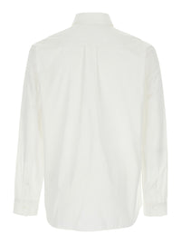 Burberry Men White Shirt With Classic Collar And Embroidered Logo On The Front In Cotton Man