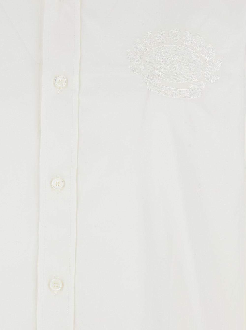 Burberry Men White Shirt With Classic Collar And Embroidered Logo On The Front In Cotton Man