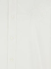 Burberry Men White Shirt With Classic Collar And Embroidered Logo On The Front In Cotton Man
