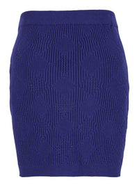 BALMAIN Balmain Women Blue Mini Skirt With Jewel Buttons In Viscose Blend Woman