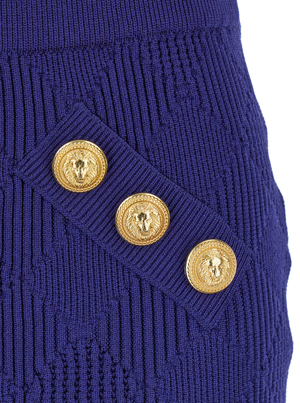 BALMAIN Balmain Women Blue Mini Skirt With Jewel Buttons In Viscose Blend Woman
