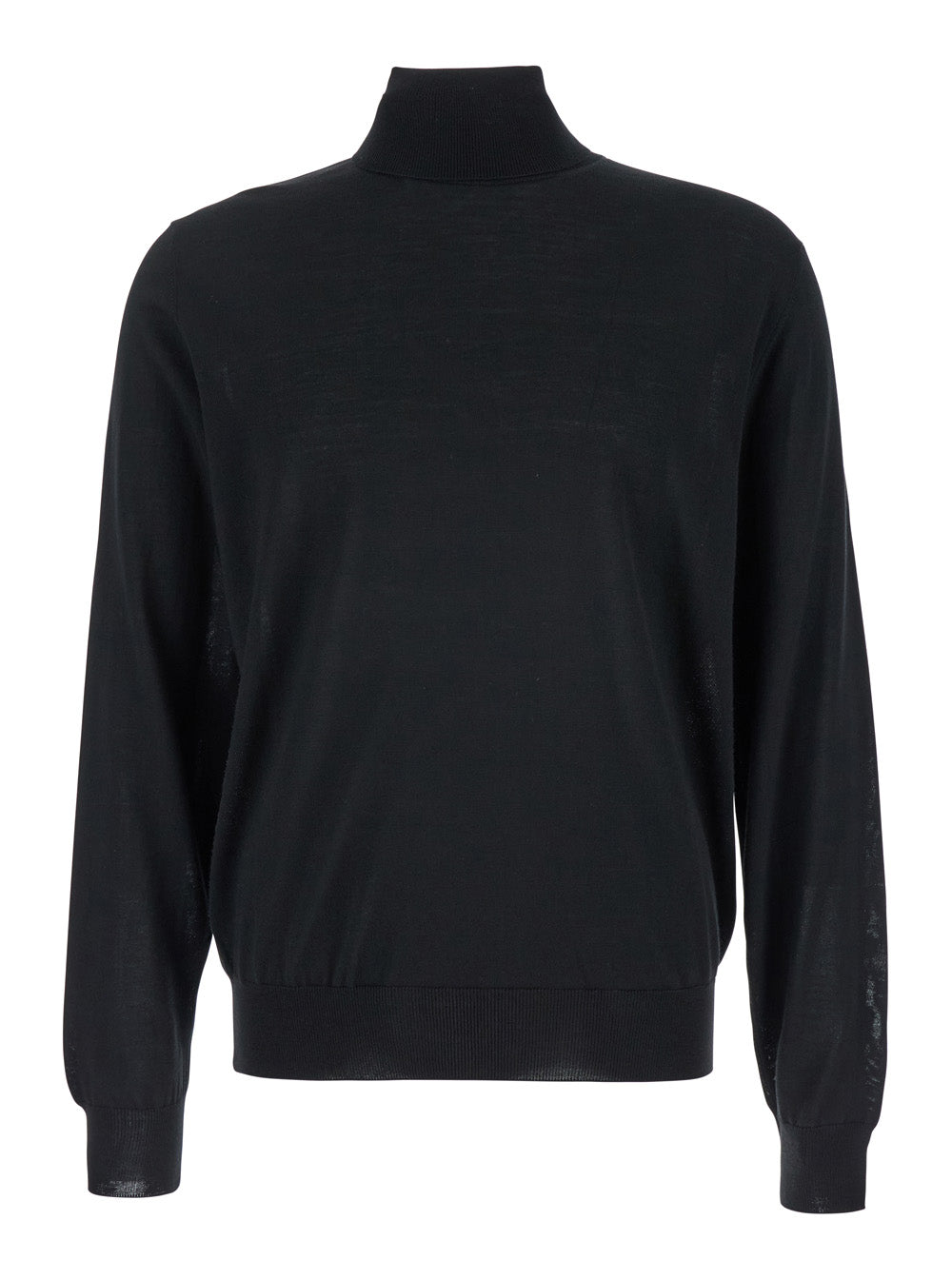 Leplain Men Black Long Sleeve Turtleneck In Wool For Men