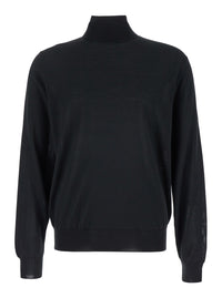 Leplain Men Black Long Sleeve Turtleneck In Wool For Men