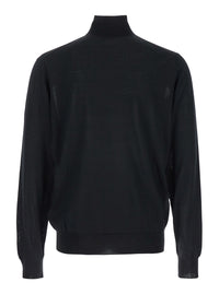 Leplain Men Black Long Sleeve Turtleneck In Wool For Men