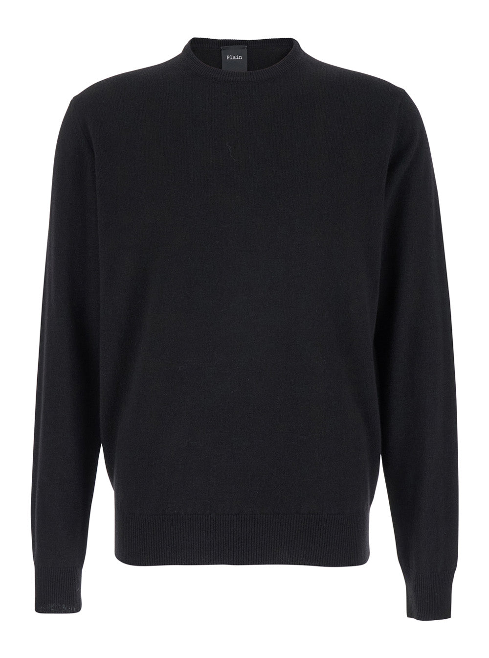 Leplain Men Crew Neck Sweater With Long Sleeves In Merino Wool And Black Silk For Men