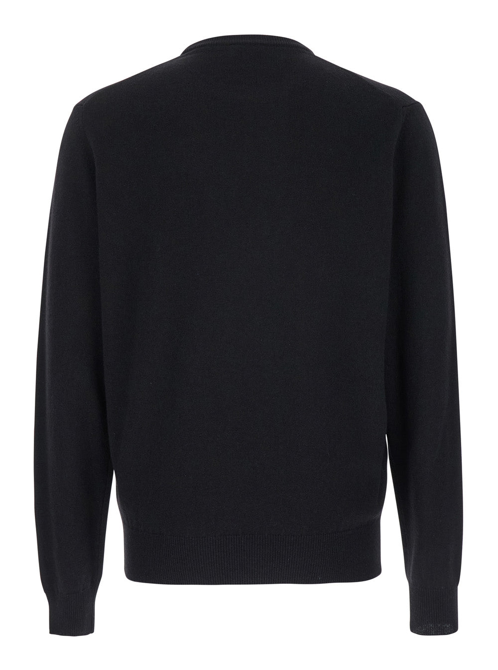 Leplain Men Crew Neck Sweater With Long Sleeves In Merino Wool And Black Silk For Men