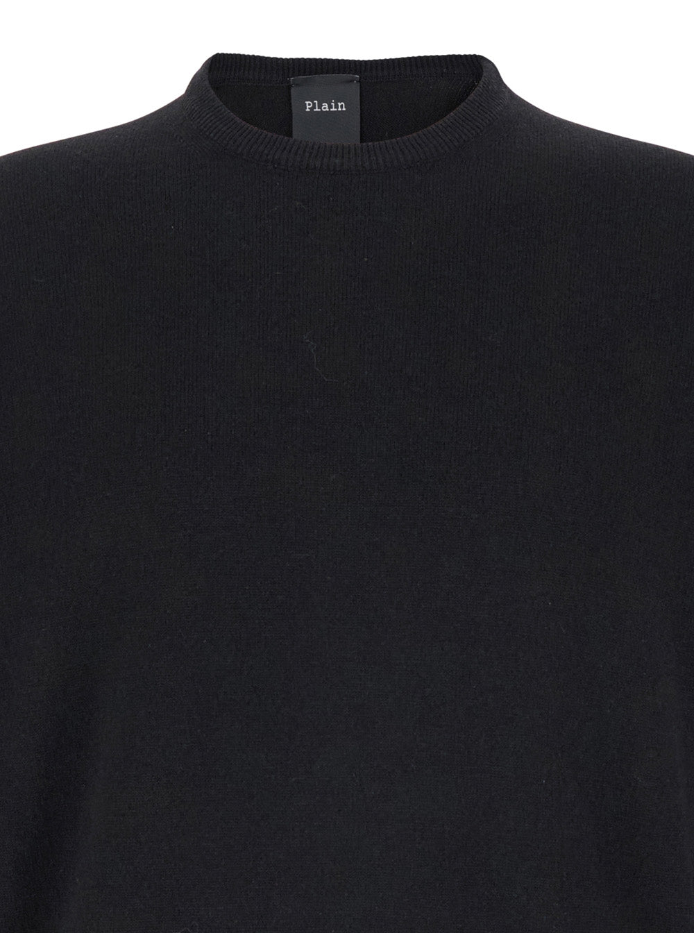 Leplain Men Crew Neck Sweater With Long Sleeves In Merino Wool And Black Silk For Men