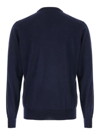 Leplain Men Crewneck Sweater In Wool And Cashmere Blue Men