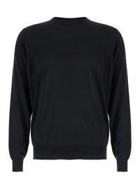 Leplain Men Crewneck Sweater In Wool And Cashmere With Long Sleeves And Black Color For Men