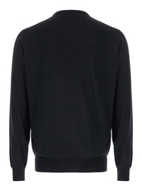 Leplain Men Crewneck Sweater In Wool And Cashmere With Long Sleeves And Black Color For Men