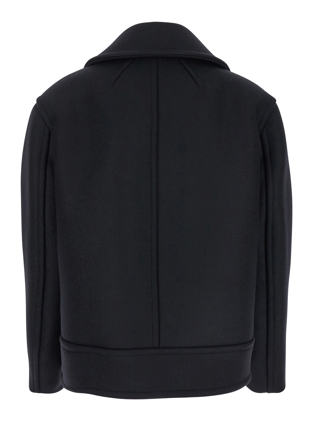 SAINT LAURENT Saint Laurent Women Black Double-Breasted Coat With Classic Wide Revers In Wool Woman