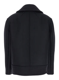 SAINT LAURENT Saint Laurent Women Black Double-Breasted Coat With Classic Wide Revers In Wool Woman