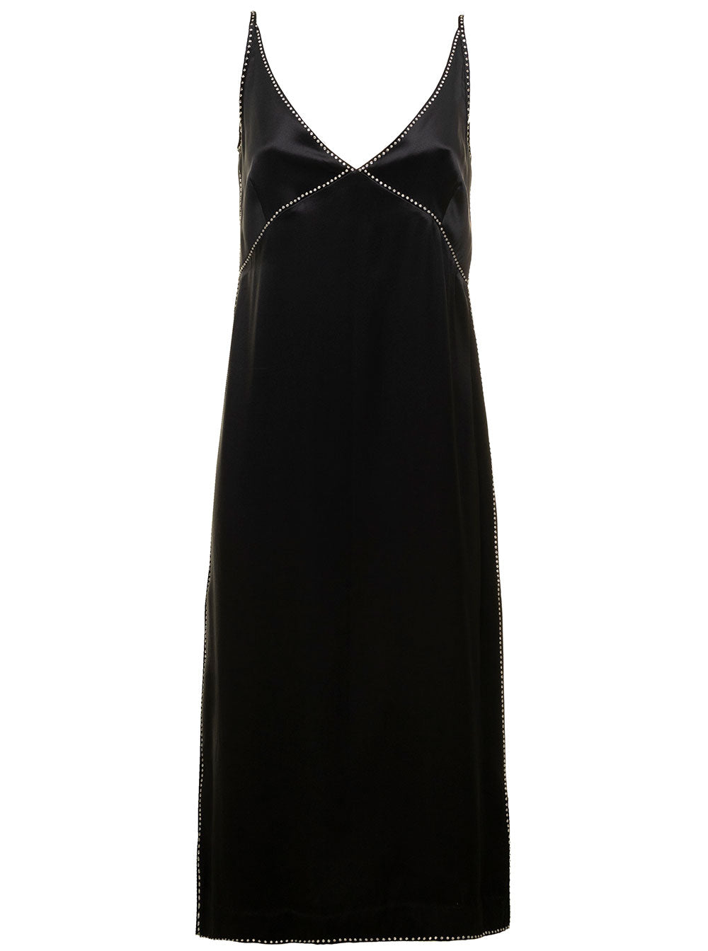 DRIES VAN NOTEN Dries Van Noten Women Black Dana Slip Dress With Sequin Embellishment In Satin Woman