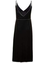 DRIES VAN NOTEN Dries Van Noten Women Black Dana Slip Dress With Sequin Embellishment In Satin Woman
