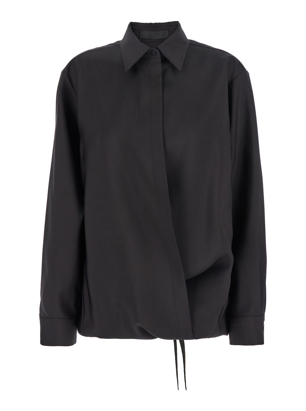 Valentino Women Black Shirt With Hidden Front Closure In Wool Blend Woman
