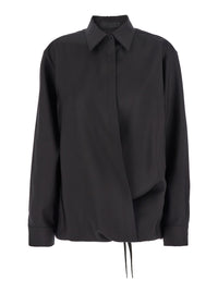 Valentino Women Black Shirt With Hidden Front Closure In Wool Blend Woman