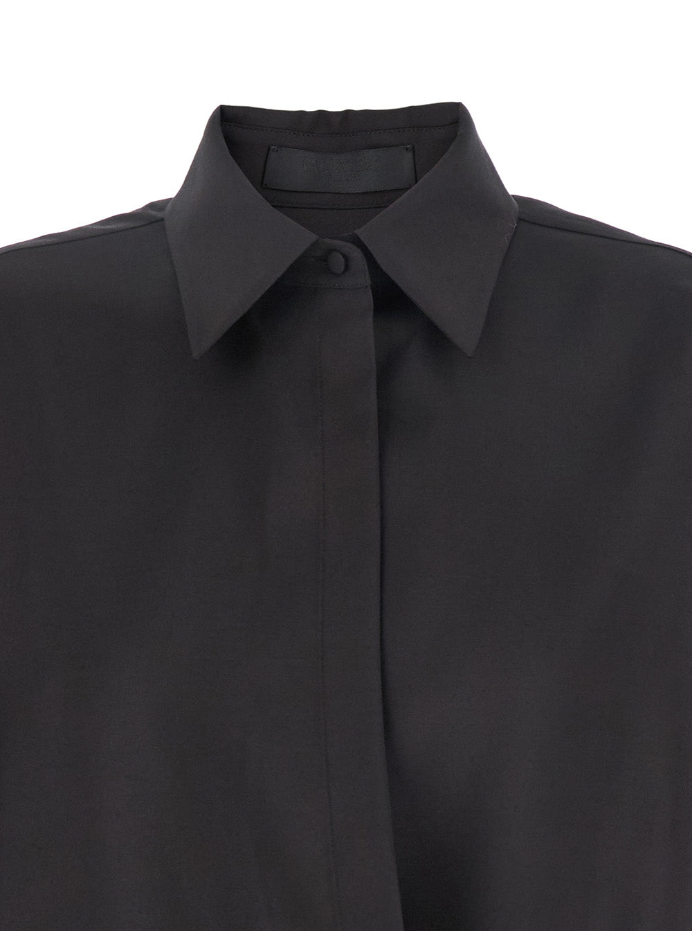 Valentino Women Black Shirt With Hidden Front Closure In Wool Blend Woman