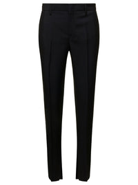 Gucci Women Black Slim Pants With Horsebit Detail In Mohair And Wool Woman