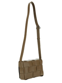 Bottega Veneta Men 'Medium Casette' Brown Crossbody Vag With Intreccio Motif In Leather Man