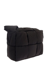 Bottega Veneta Men Black Shoulder Bag With Intreccio Motif In Nylon Man
