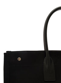 Saint Laurent Men 'Big Rive Gauche' Black Tote Bag With Contrasting Logo Print In Cotton Man