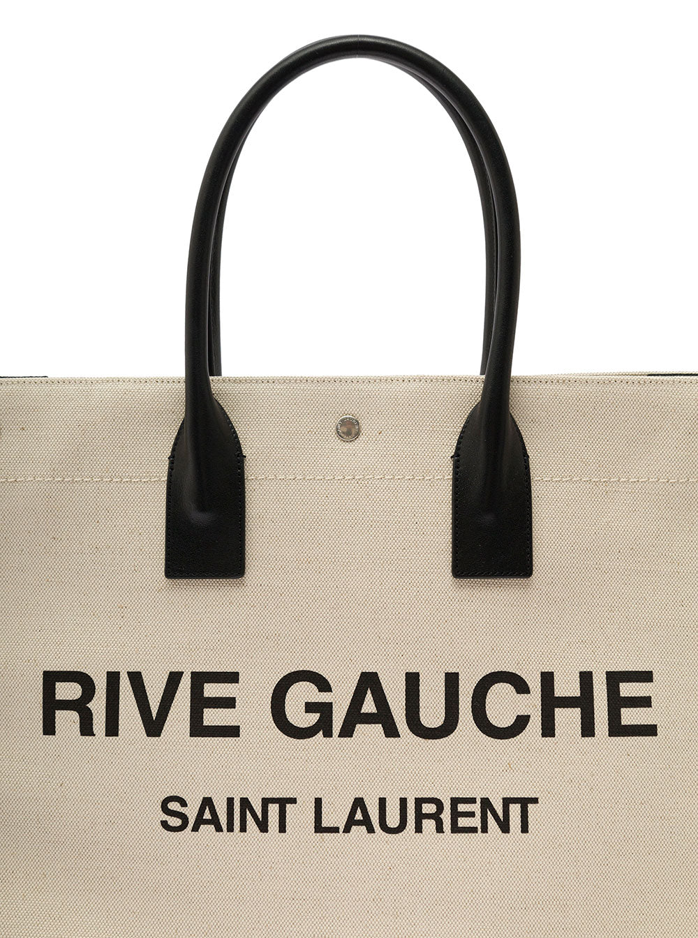 Saint Laurent Men 'Big Rive Gauche' Beige Tote Bag With Contrasting Logo Print In Cotton And Linen Man