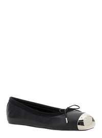 Alexander Mcqueen Women Black Ballet Flats With Metallic Toe In Smooth Leather Woman