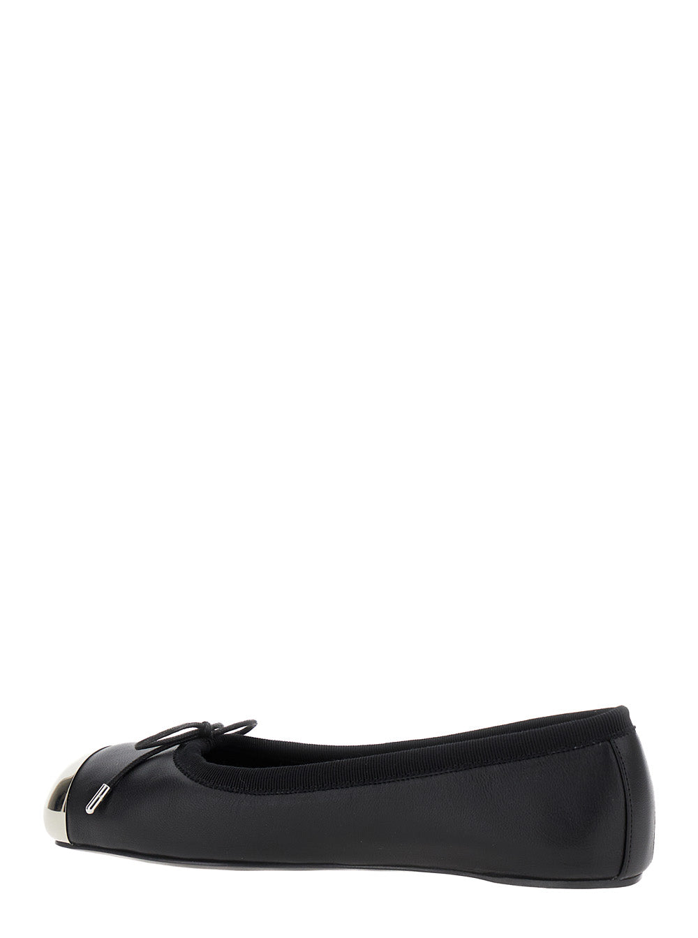Alexander Mcqueen Women Black Ballet Flats With Metallic Toe In Smooth Leather Woman