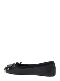 Alexander Mcqueen Women Black Ballet Flats With Metallic Toe In Smooth Leather Woman