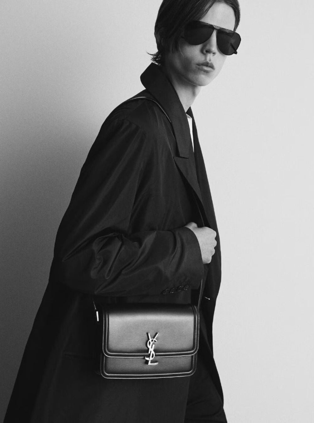 SAINT LAURENT Saint Laurent Men 'Cassandre' Black Messenger Bag With Cassandre Detail In Smooth Leather Men