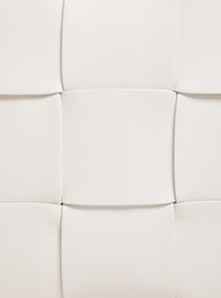 Bottega Veneta Women Cassette White Leather Crossbody Bag In Intreccio Nappa Leather